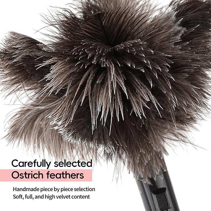 Retractable Genuine Ostrich Feather Duster | Anti-Static Reusable Cleaning Duster for Home, Office & Car - Web Luxes