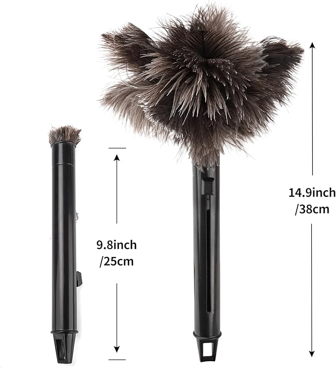Retractable Genuine Ostrich Feather Duster | Anti-Static Reusable Cleaning Duster for Home, Office & Car - Web Luxes