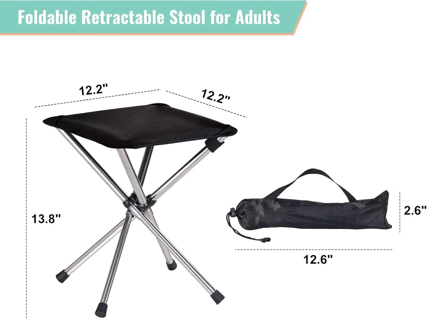 Portable Folding Camping Stool with Carry Bag, Lightweight Outdoor Travel Seat for Camping, Fishing, Hiking & Picnic - WebLuxes Store