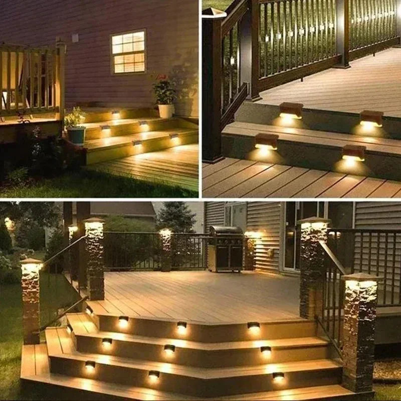 Solar LED Step Lights Outdoor Waterproof Garden Deck Lamp