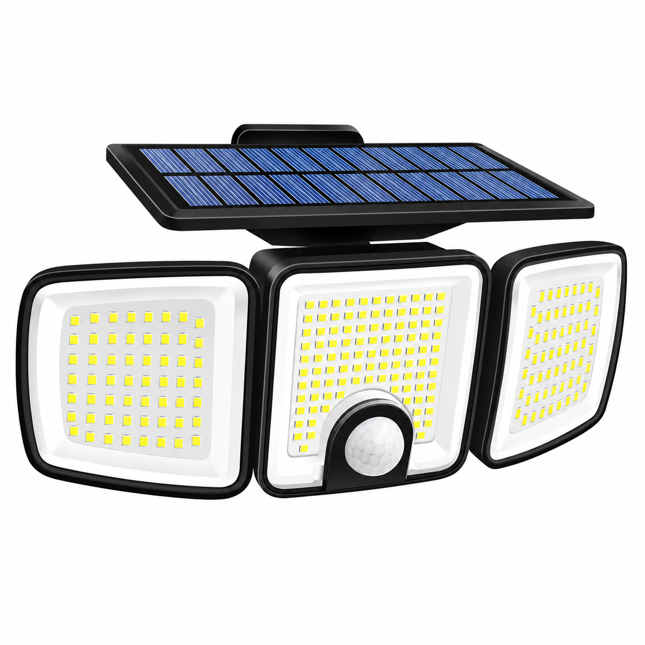 Solar Motion Sensor Light 3 Head Waterproof LED Outdoor