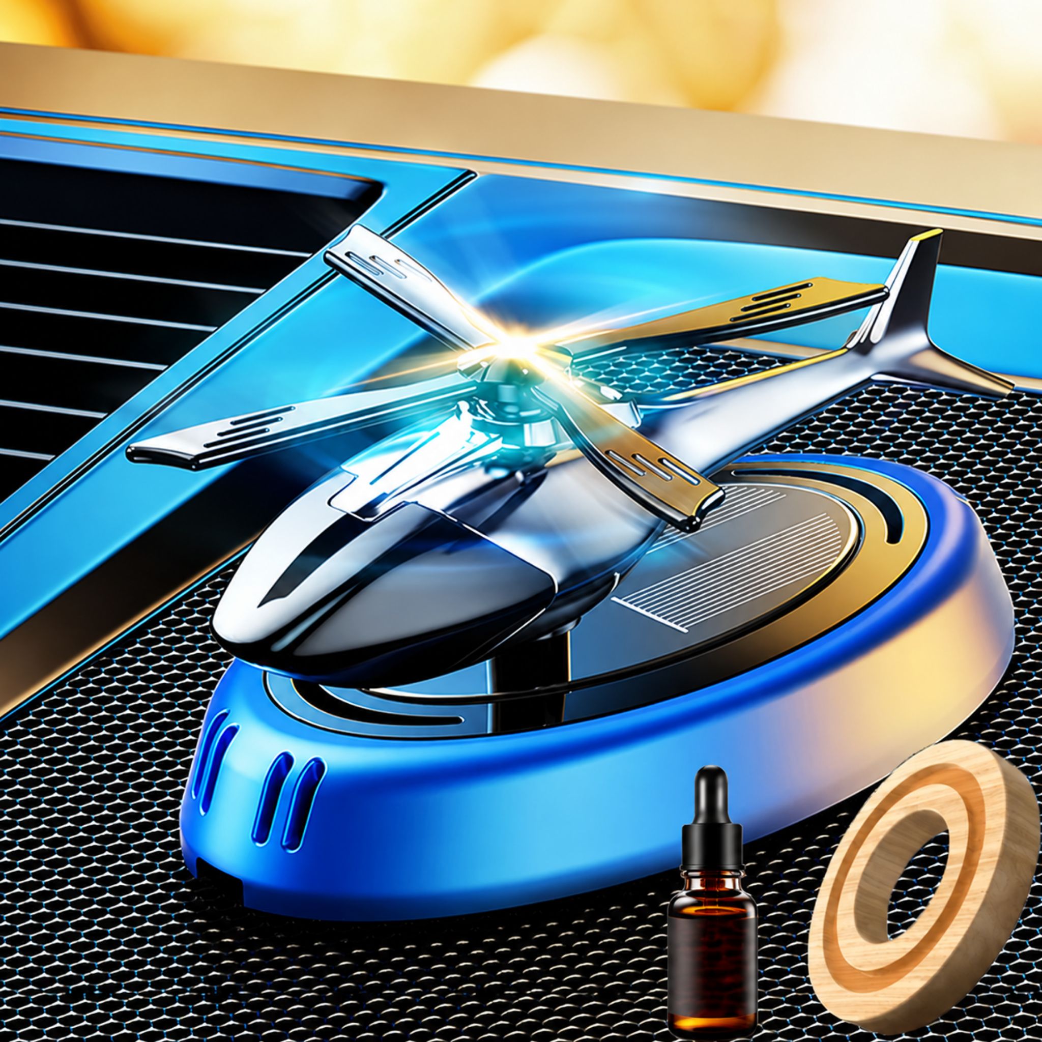 Solar Powered Rotating Car Air Freshener Helicopter Dashboard Perfume Diffuser Decoration - Web Luxes