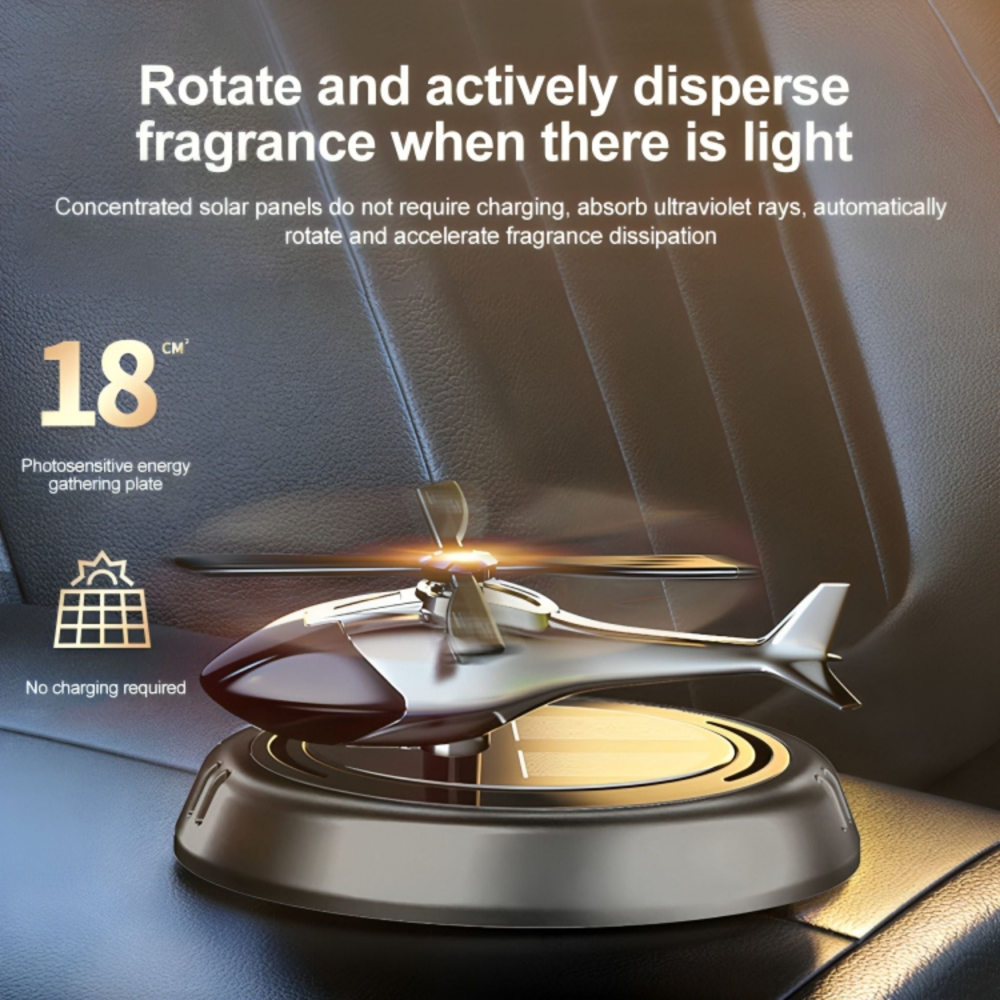 Solar Powered Rotating Car Air Freshener Helicopter Dashboard Perfume Diffuser Decoration - Web Luxes
