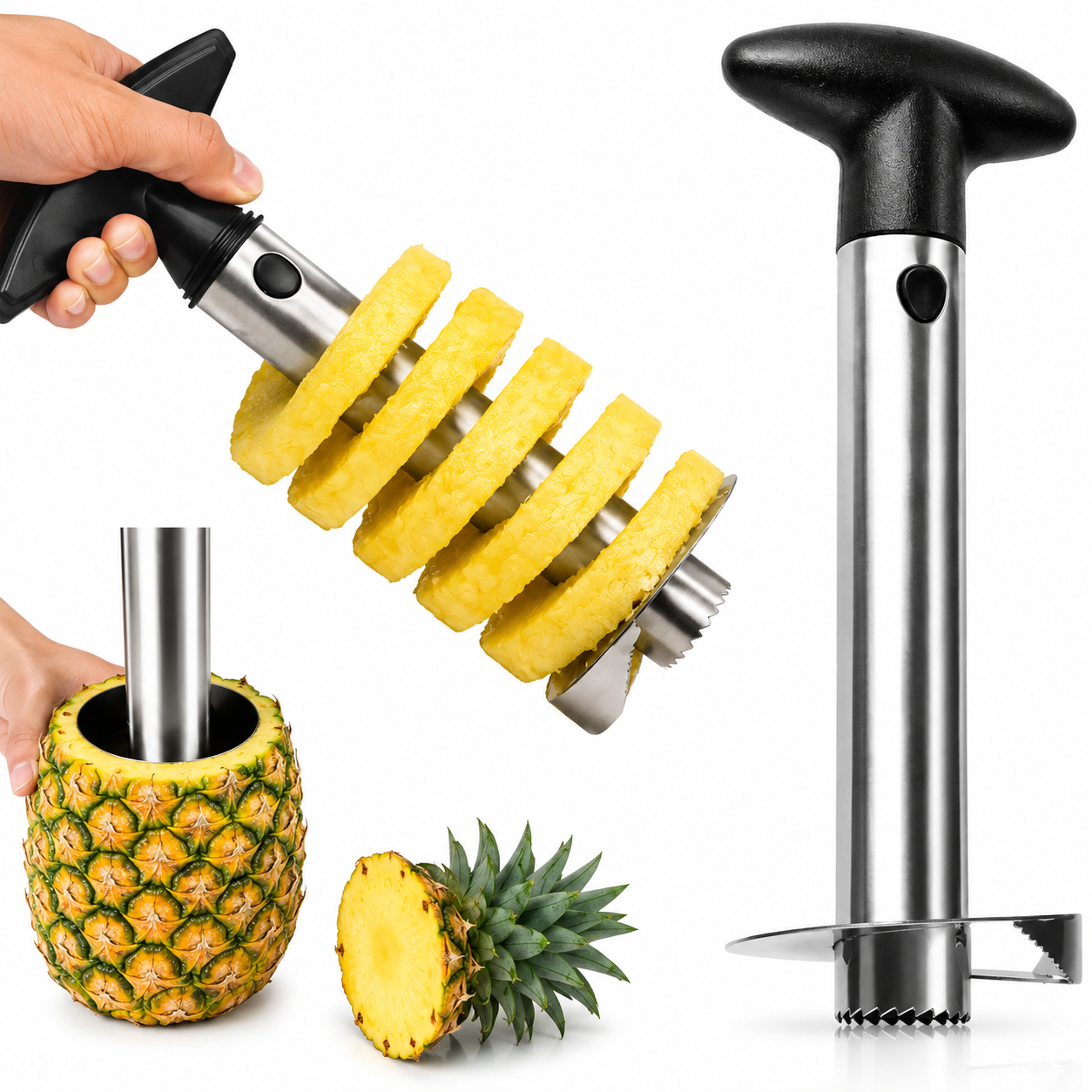 Stainless Steel Pineapple Corer Slicer & Peeler Fruit Cutter Kitchen Tool
