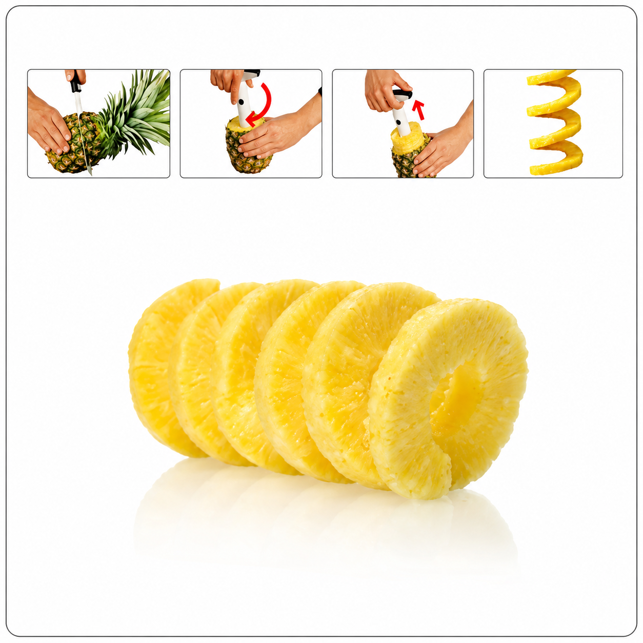 Stainless Steel Pineapple Corer Slicer & Peeler Fruit Cutter Kitchen Tool
