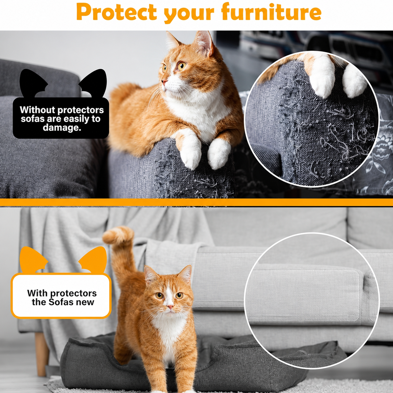 Transparent Cat Scratch Furniture Protector for Couch, Sofa, Door & Wall - Thick Clear Anti-Scratch Furniture Guard, Cut-to-Fit Roll 15.7 x 118 Inches
