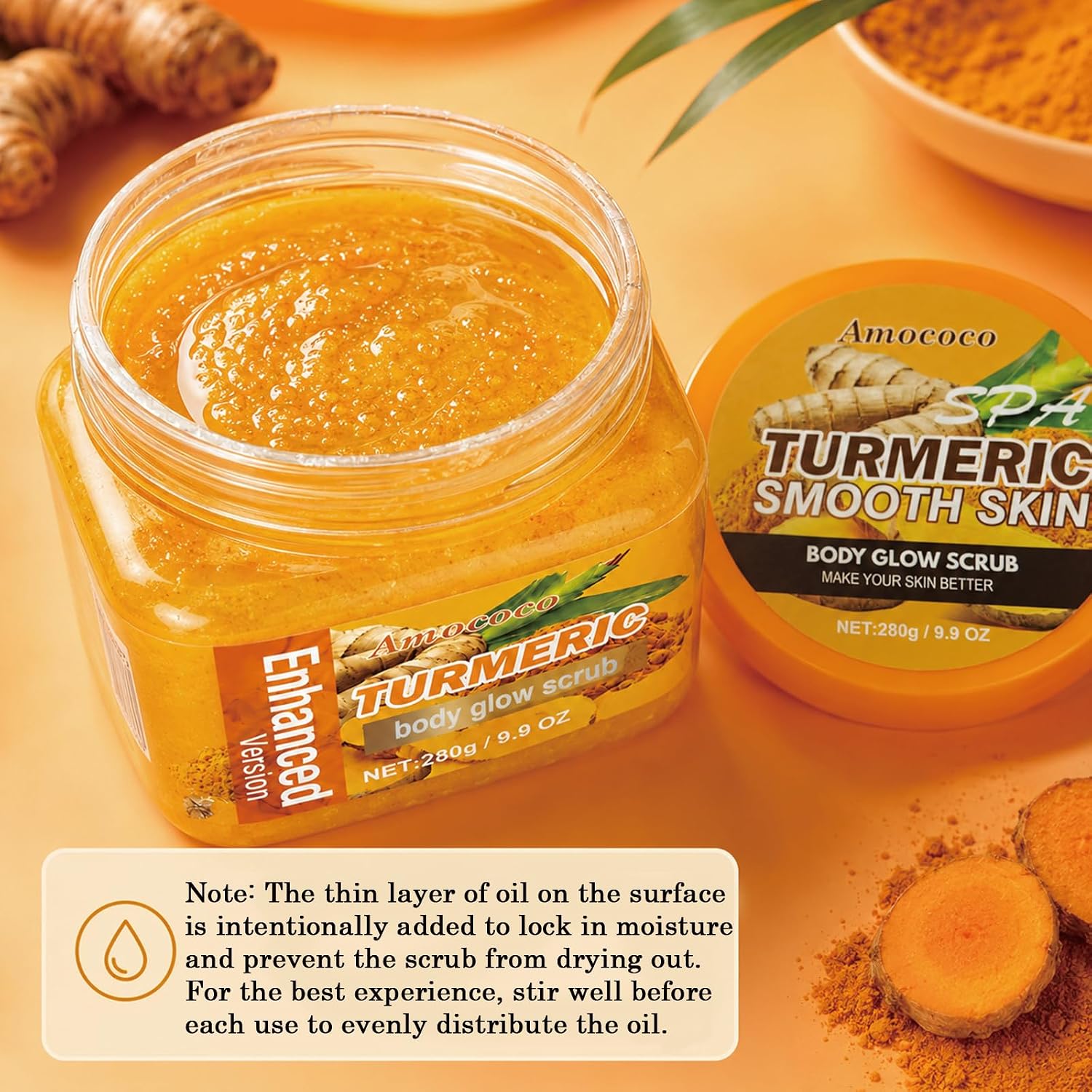 Turmeric Body Scrub – Gentle Exfoliating Body Polish for Smooth, Soft & Radiant Skin, Botanical Exfoliator for Dull & Uneven Skin Texture, 9.8 oz - WebLuxes Store