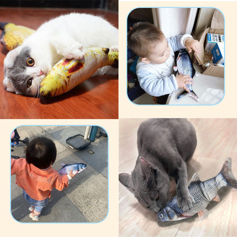 USB Rechargeable Interactive Flopping Fish Cat Toy with Realistic Moving Tail for Cats & Kittens