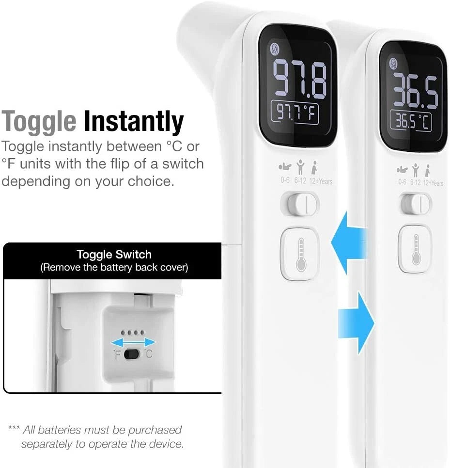 Smart Infrared Thermometer for Forehead & Ear, Digital Touchless Temperature Scanner for Adults, Babies & Kids - WebLuxes Store