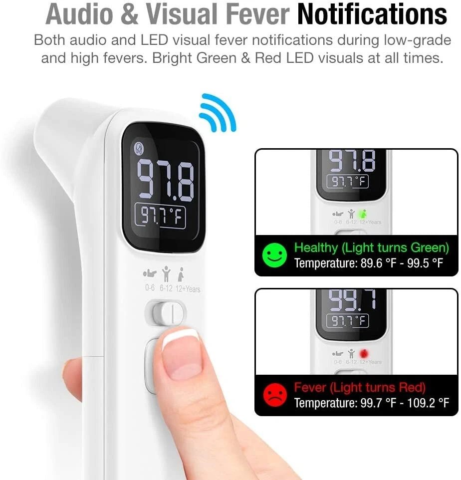 Smart Infrared Thermometer for Forehead & Ear, Digital Touchless Temperature Scanner for Adults, Babies & Kids - WebLuxes Store