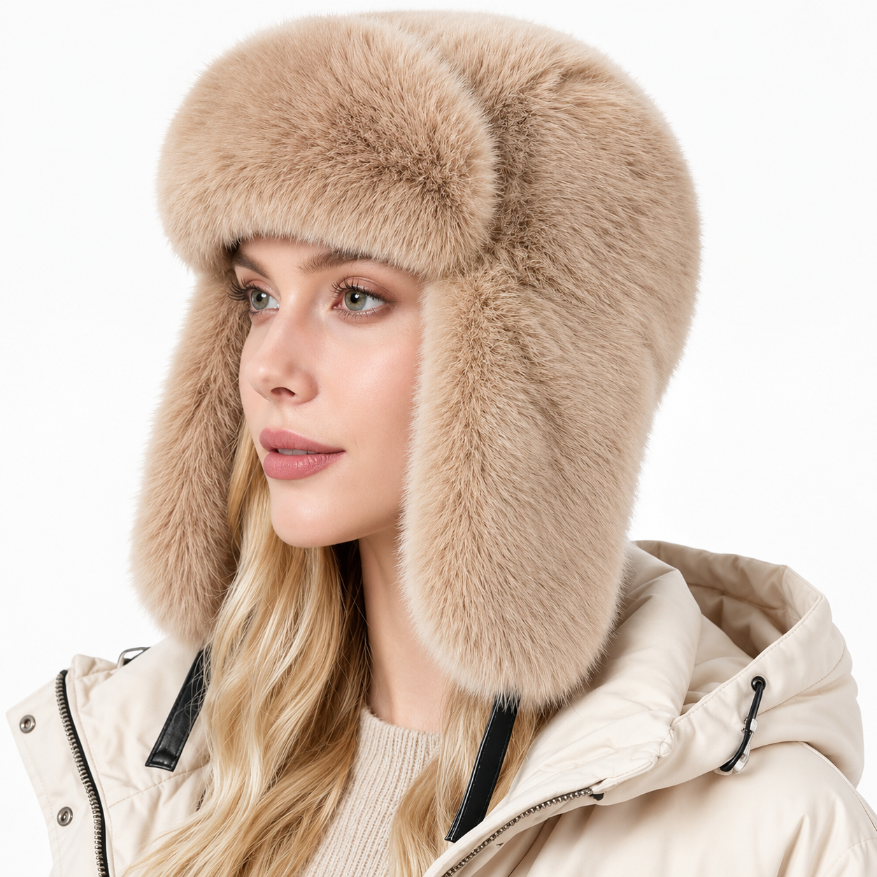 Winter Trapper Hat with Ear Flaps – Russian-Style Faux Fur Ushanka