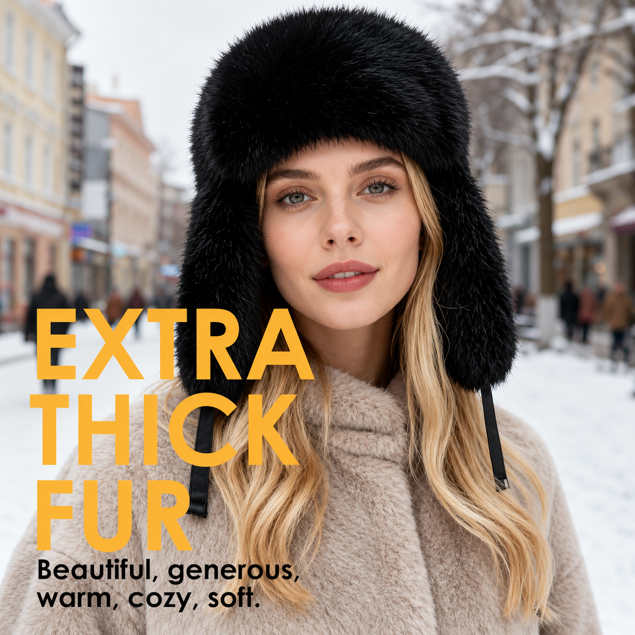 Winter Trapper Hat with Ear Flaps – Russian-Style Faux Fur Ushanka