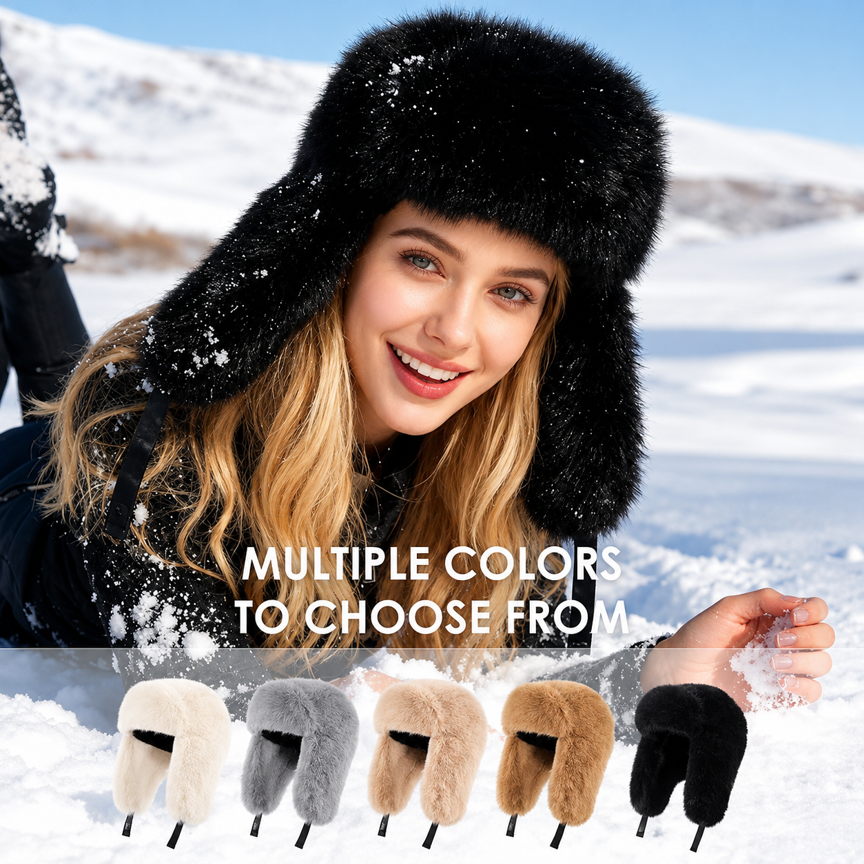 Winter Trapper Hat with Ear Flaps – Russian-Style Faux Fur Ushanka