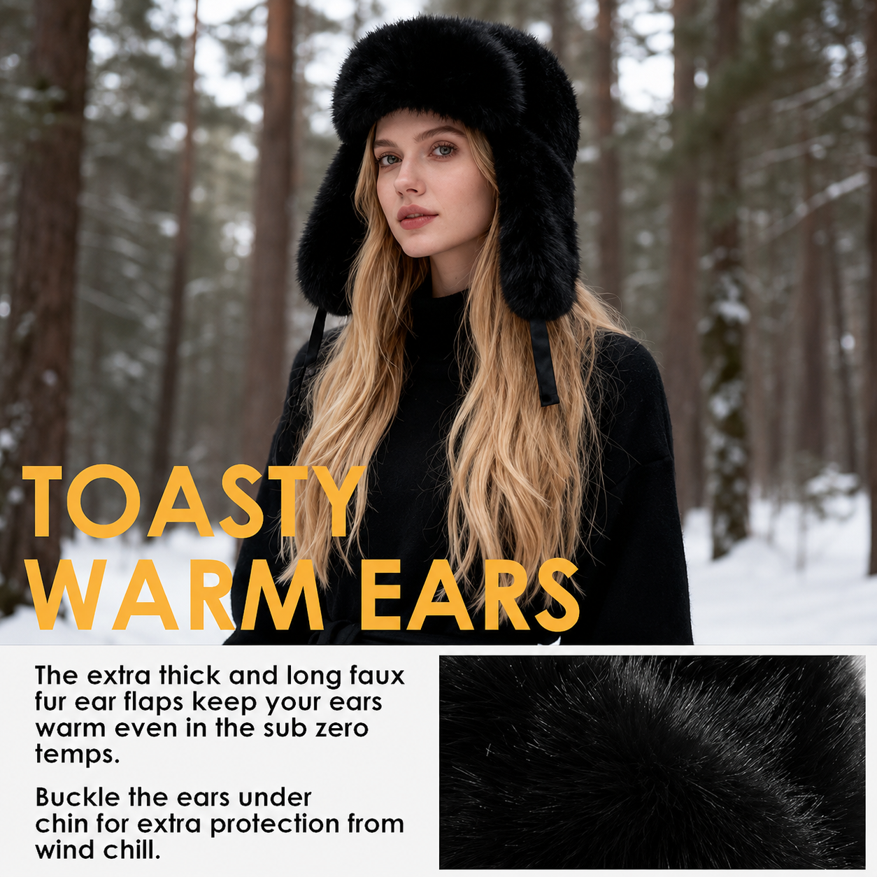 Winter Trapper Hat with Ear Flaps – Russian-Style Faux Fur Ushanka