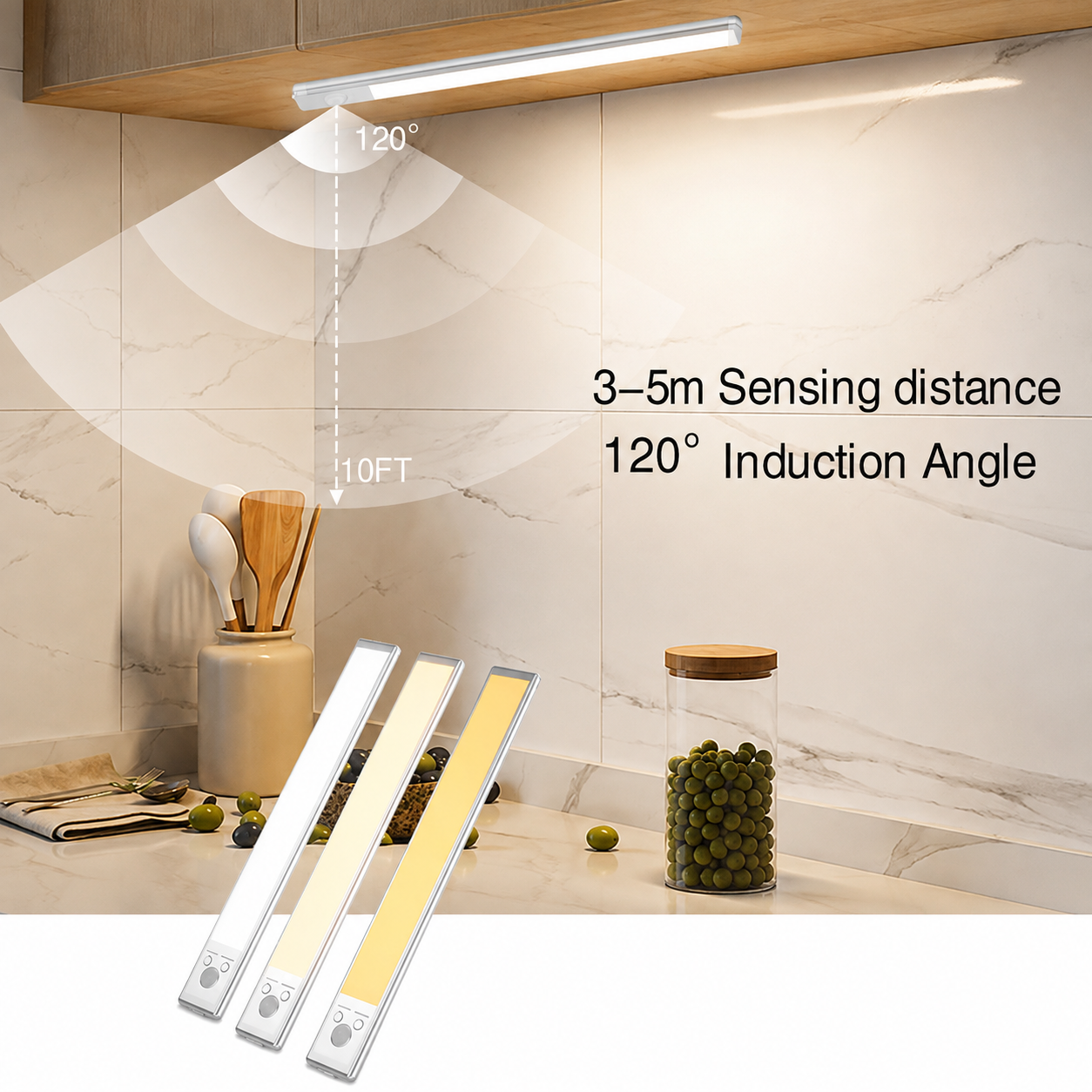 Wireless LED Motion Sensor Cabinet Light Type C Rechargeable