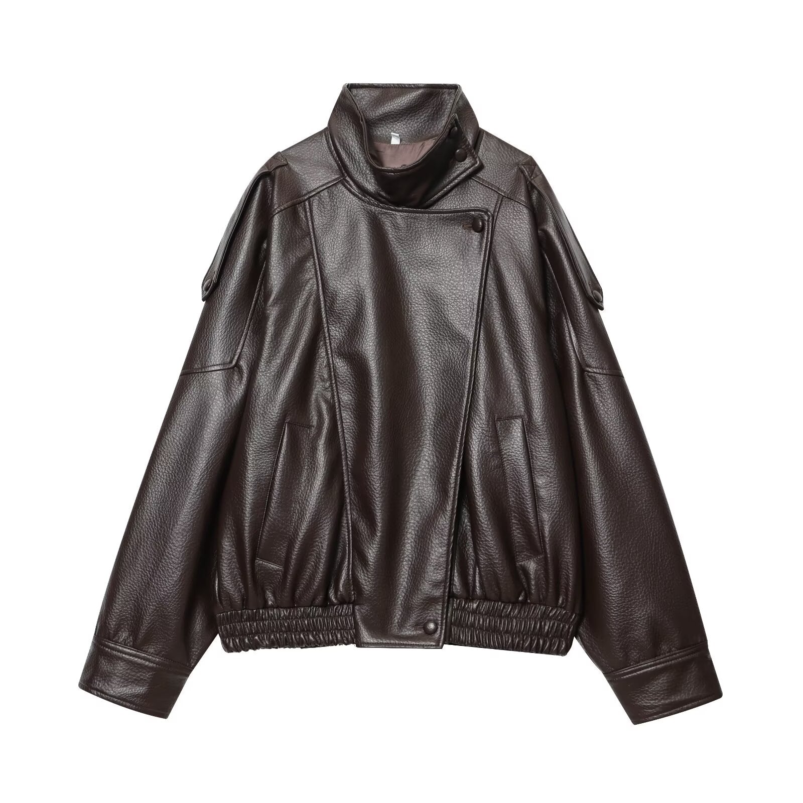 Women’s Black Faux Leather Jacket | Oversized Winter Coat