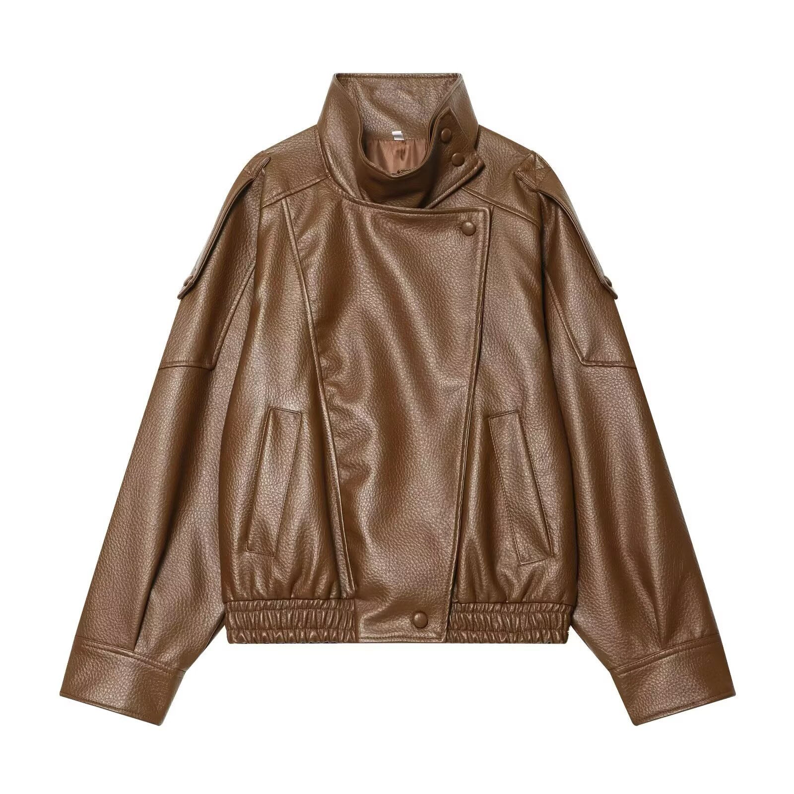 Women’s Black Faux Leather Jacket | Oversized Winter Coat