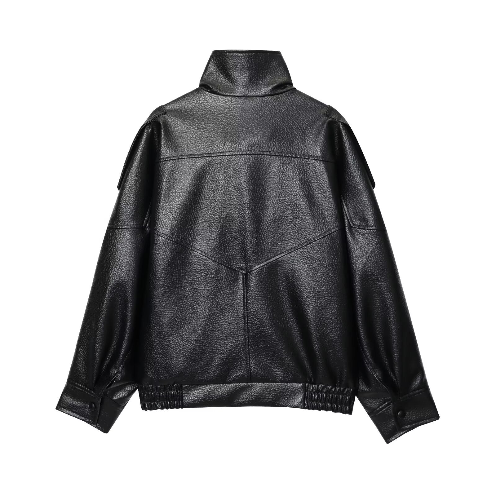 Women’s Black Faux Leather Jacket | Oversized Winter Coat