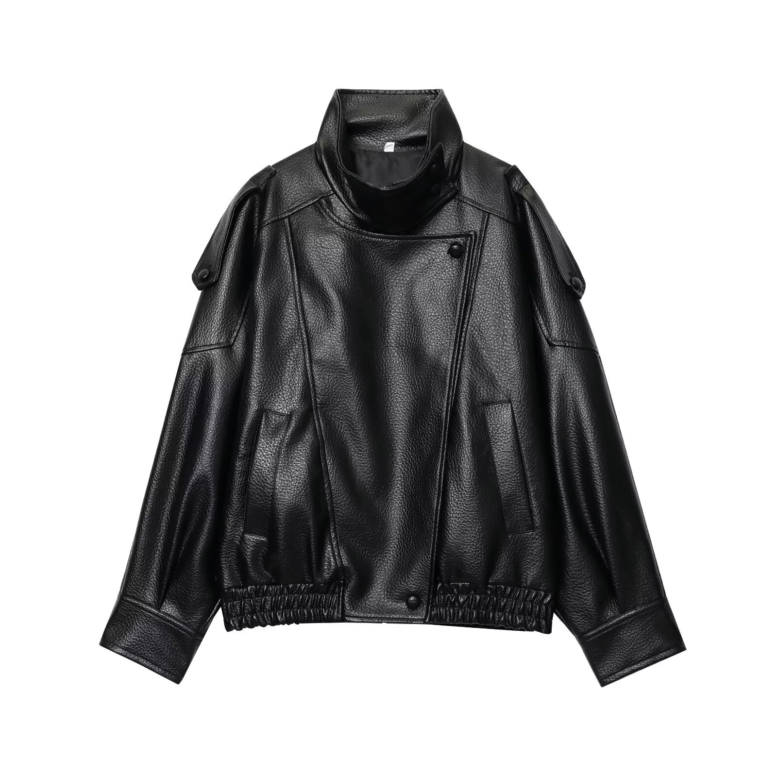 Women’s Black Faux Leather Jacket | Oversized Winter Coat
