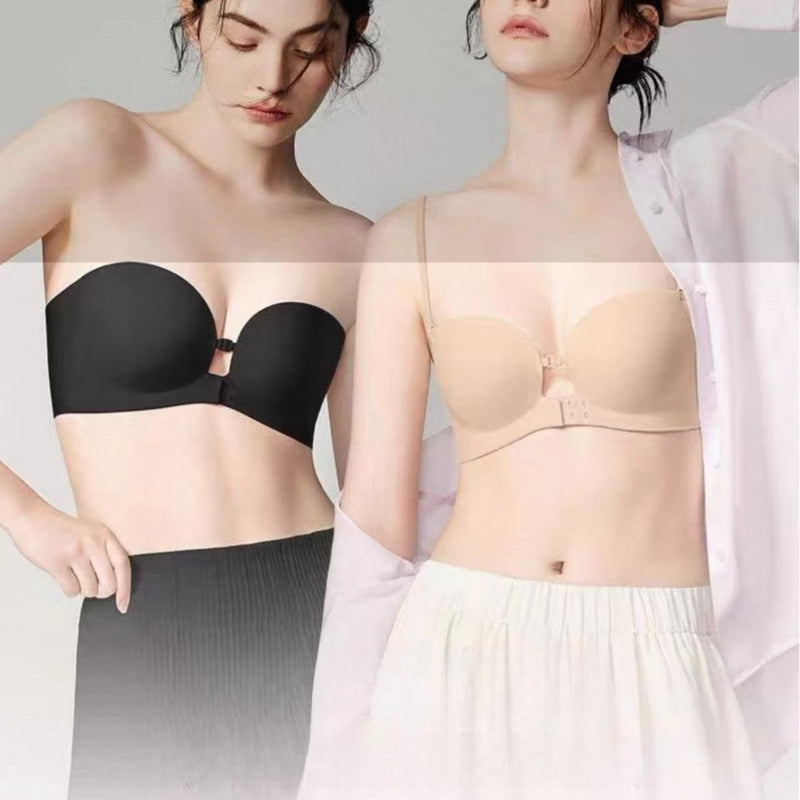 Women's Front Closure Strapless Push Up Bra Seamless