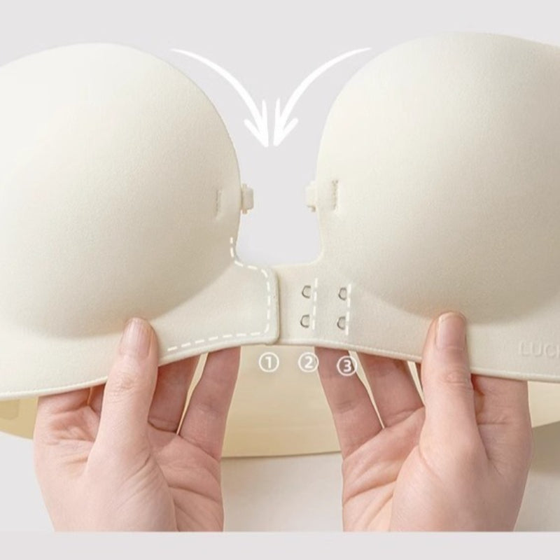 Women's Front Closure Strapless Push Up Bra Seamless