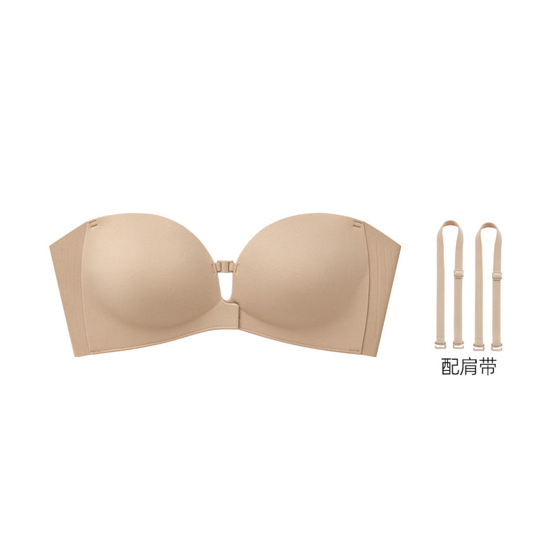 Women's Front Closure Strapless Push Up Bra Seamless