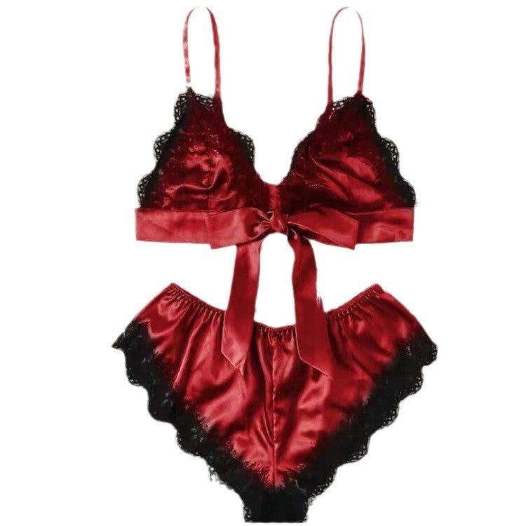 Women's Lace Pajama Set Satin Camisole Shorts & Robe