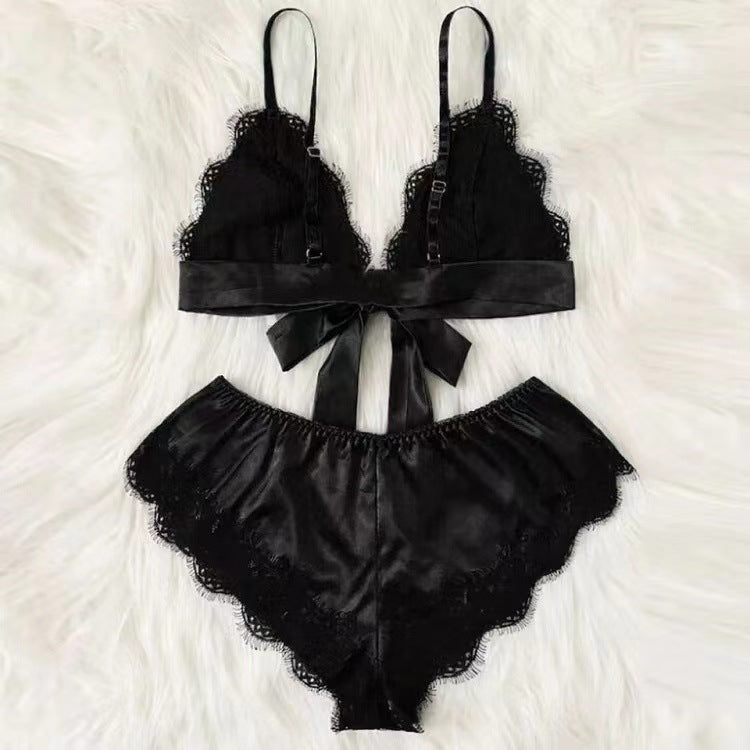 Women's Lace Pajama Set Satin Camisole Shorts & Robe