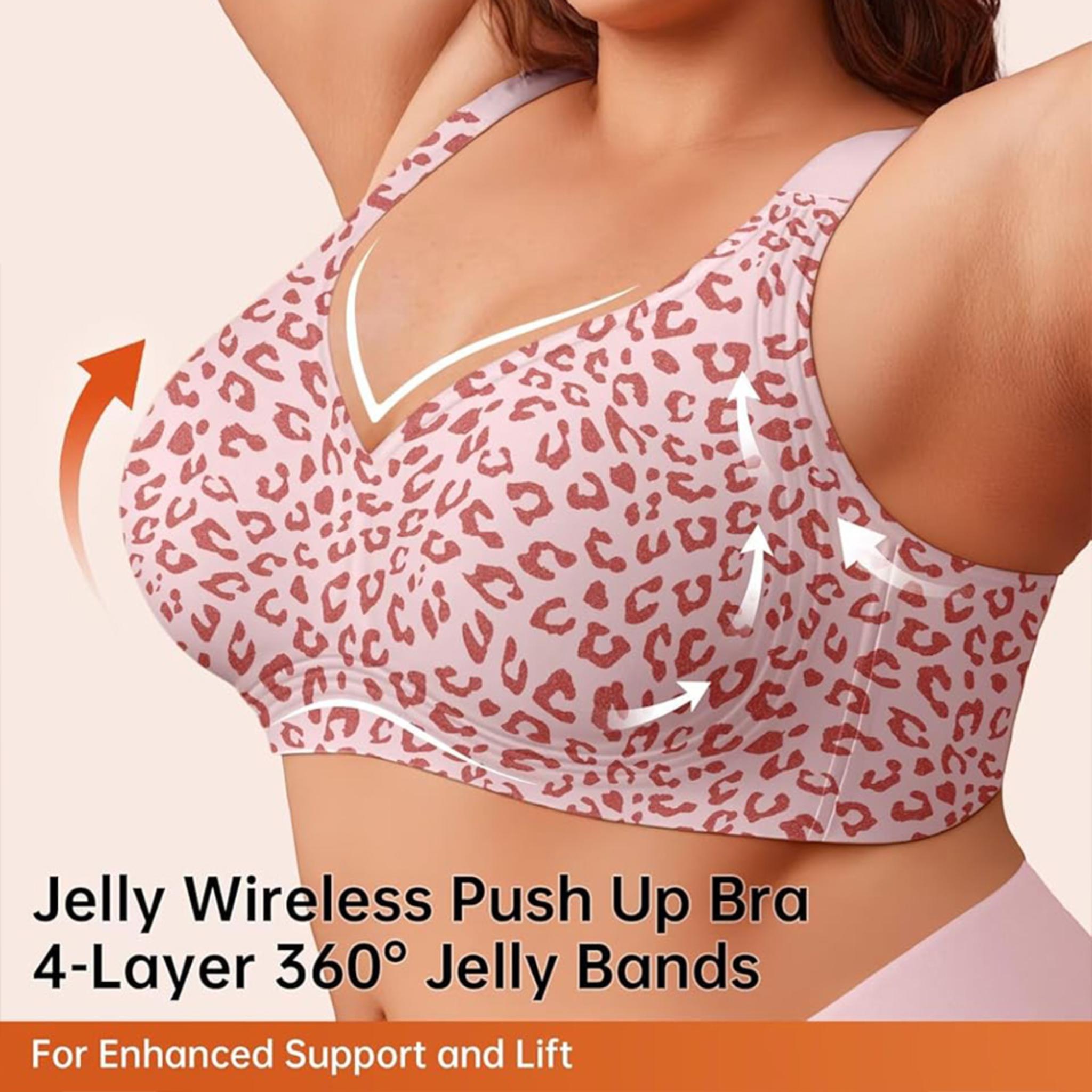 Women's Leopard Jelly Wireless Push Up Full Coverage Bra