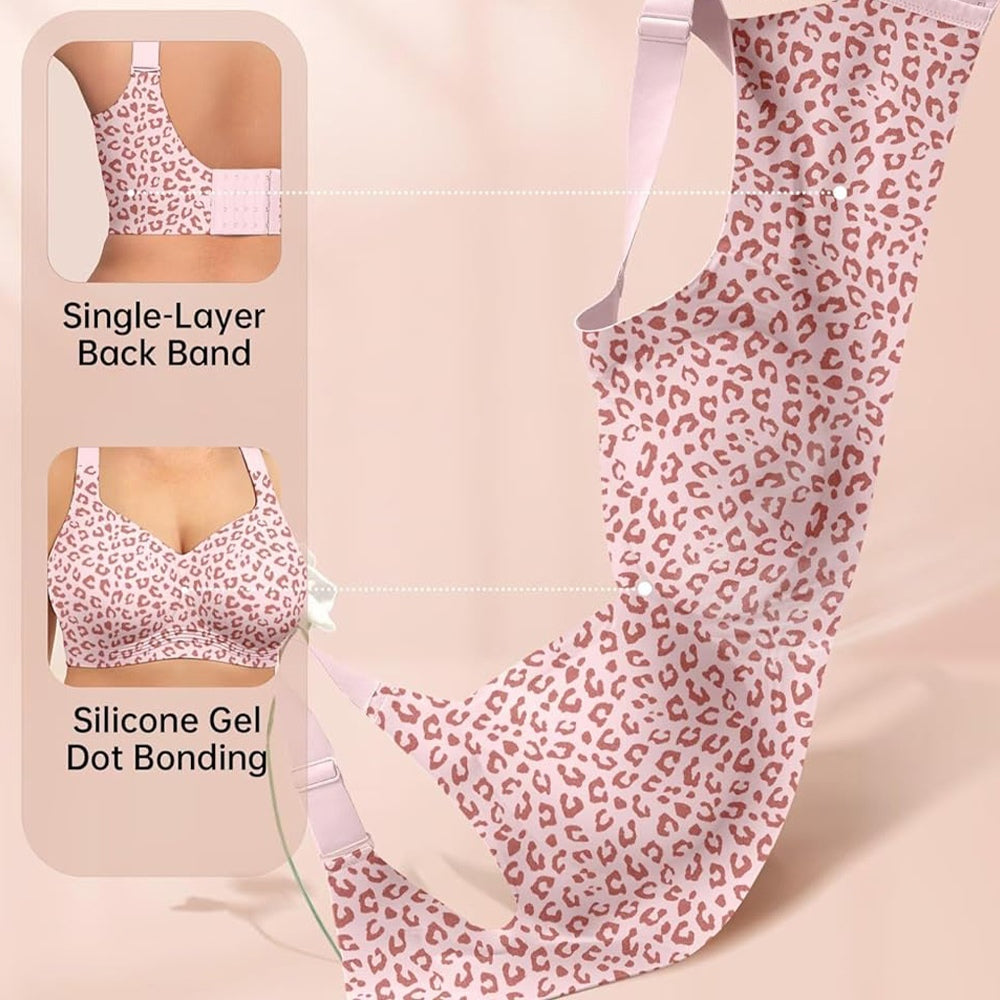 Women's Leopard Jelly Wireless Push Up Full Coverage Bra