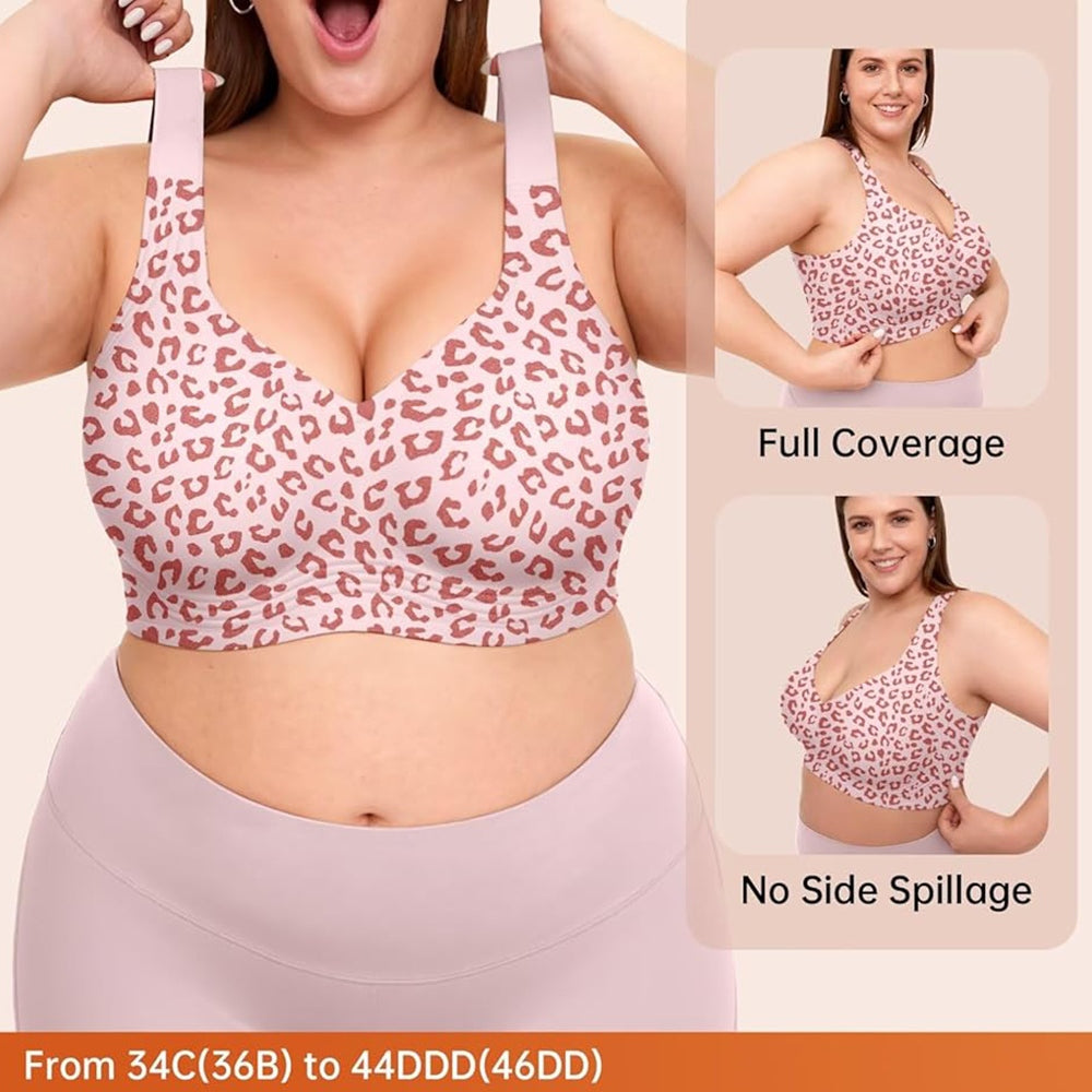 Women's Leopard Jelly Wireless Push Up Full Coverage Bra