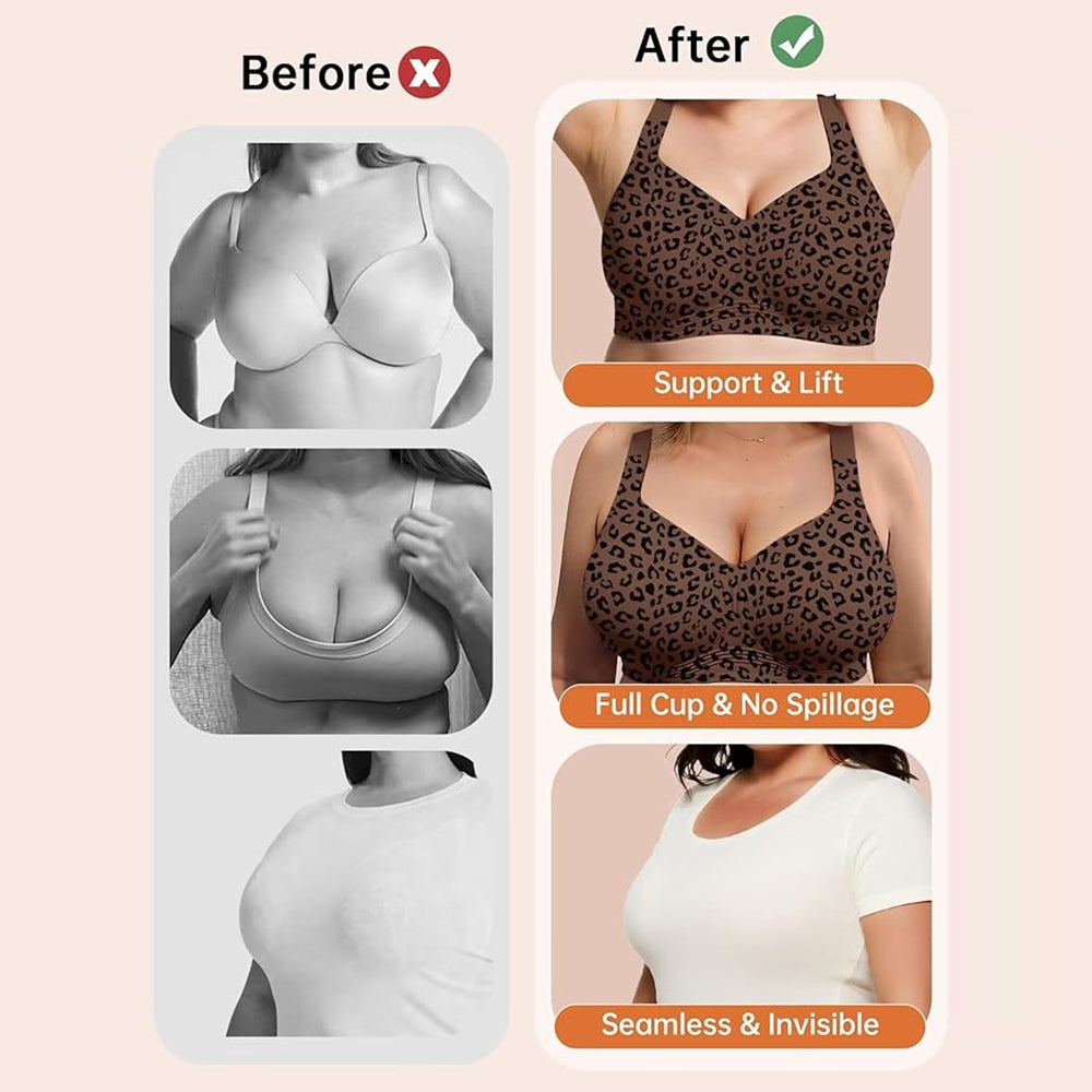 Women's Leopard Jelly Wireless Push Up Full Coverage Bra
