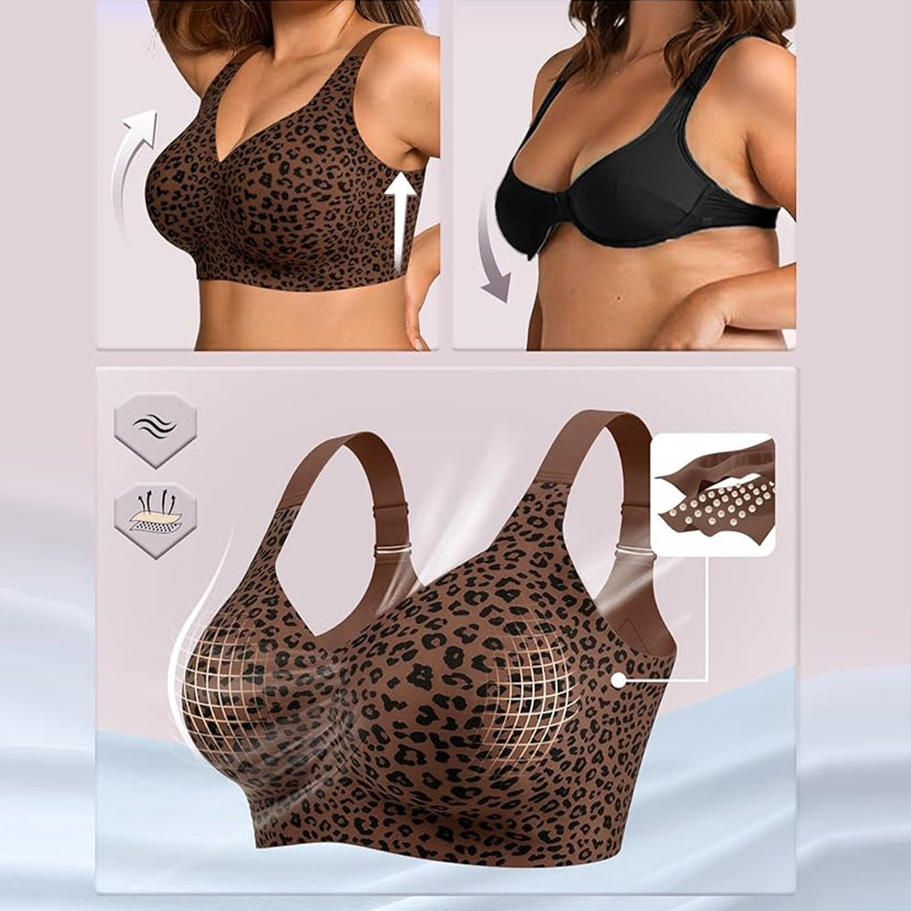Women's Leopard Jelly Wireless Push Up Full Coverage Bra