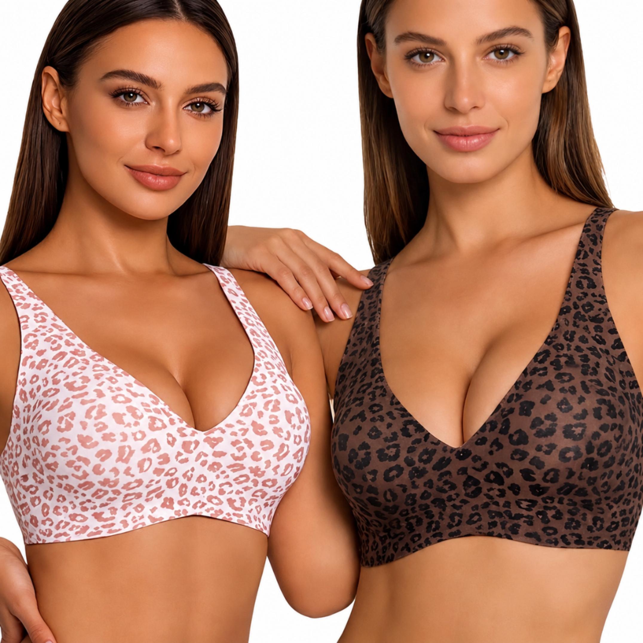 Women's Leopard Print Wireless Seamless Full Cup Bra