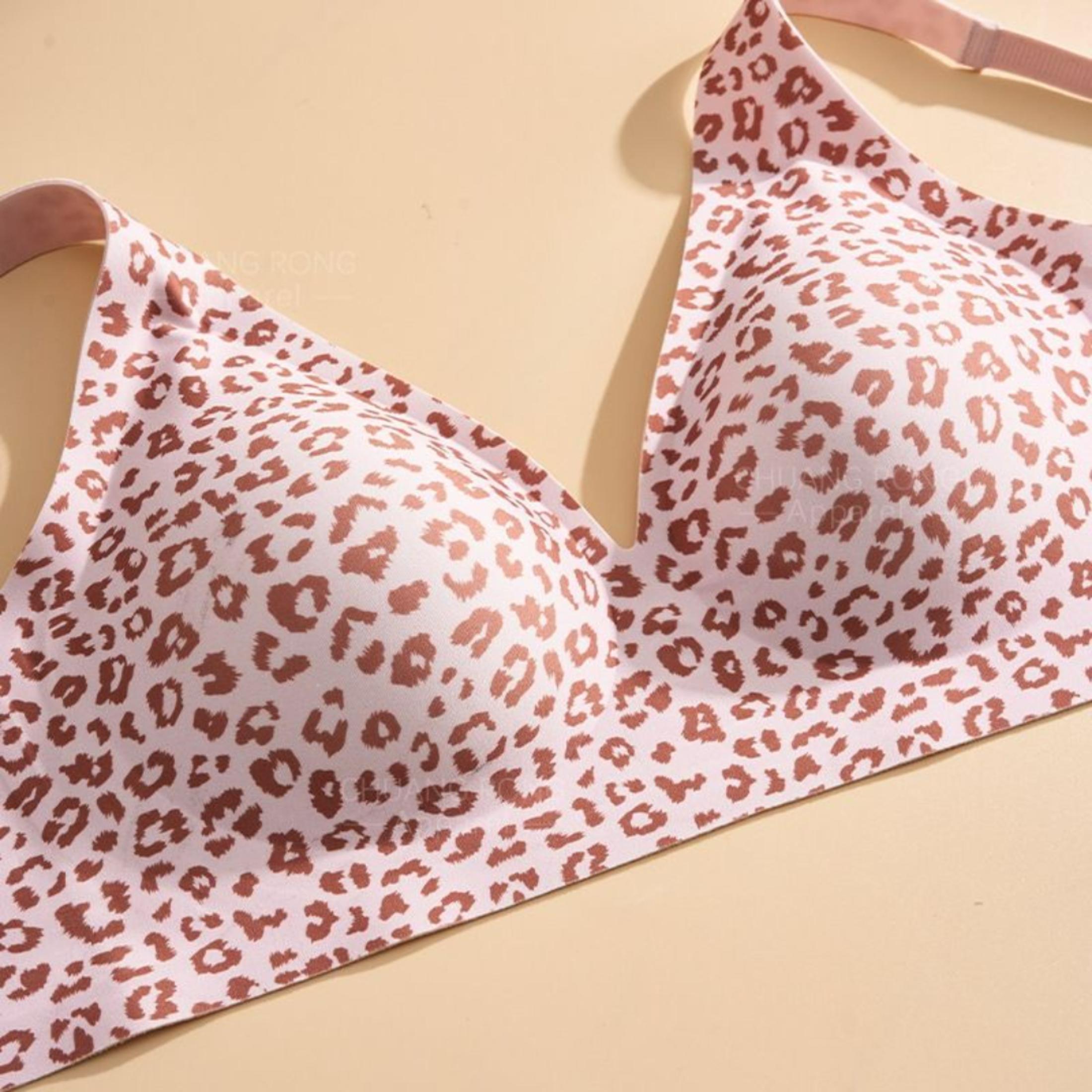 Women's Leopard Print Wireless Seamless Full Cup Bra