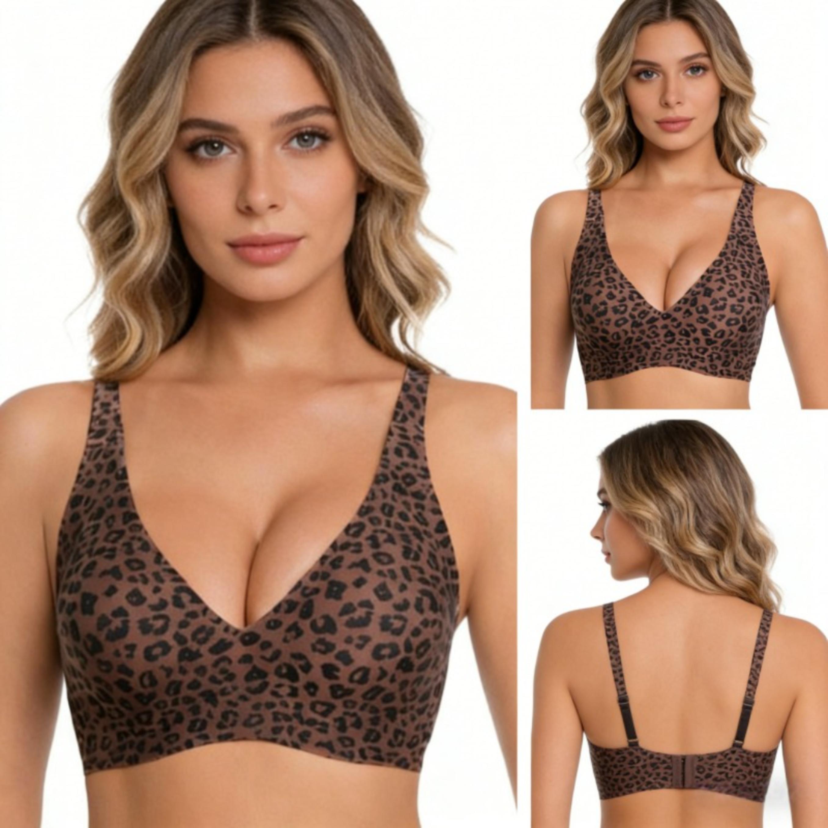 Women's Leopard Print Wireless Seamless Full Cup Bra
