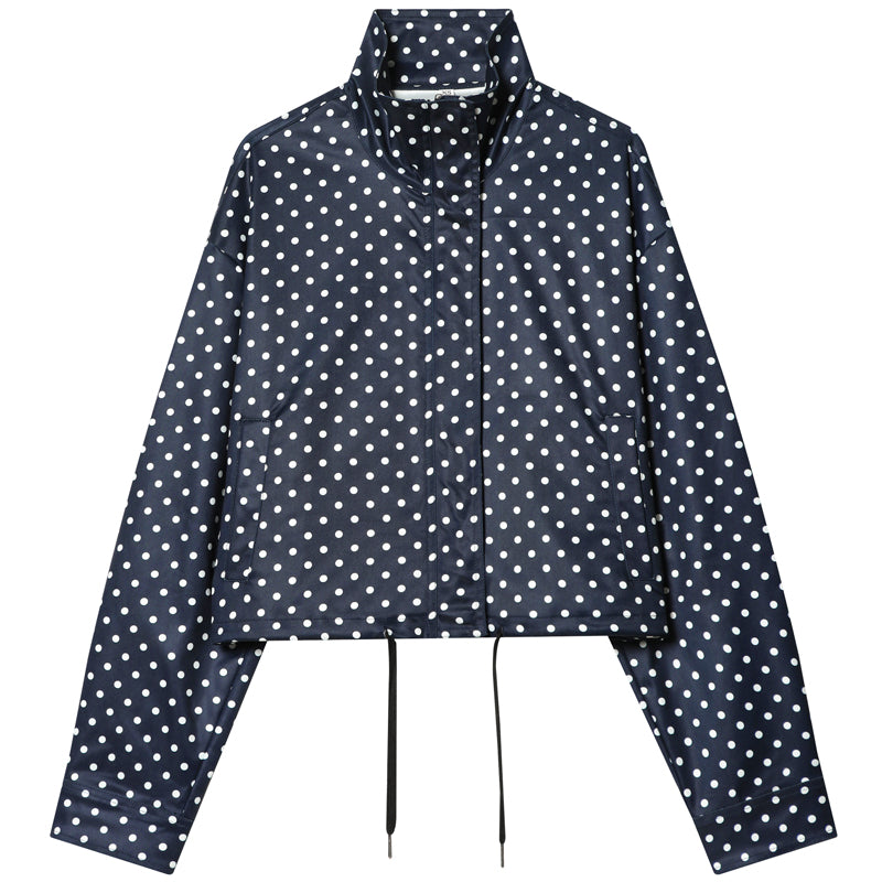 Women’s Polka Dot Bomber Jacket | Oversized Zip-Up Coat