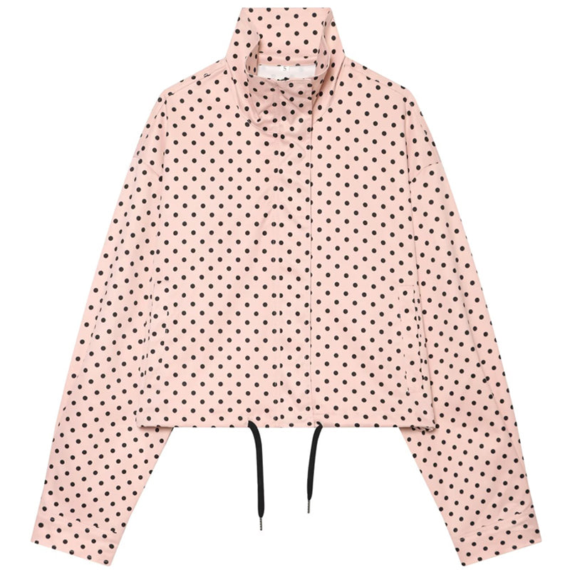 Women’s Polka Dot Bomber Jacket | Oversized Zip-Up Coat