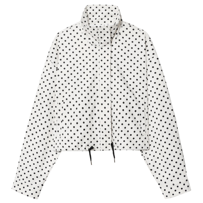 Women’s Polka Dot Bomber Jacket | Oversized Zip-Up Coat