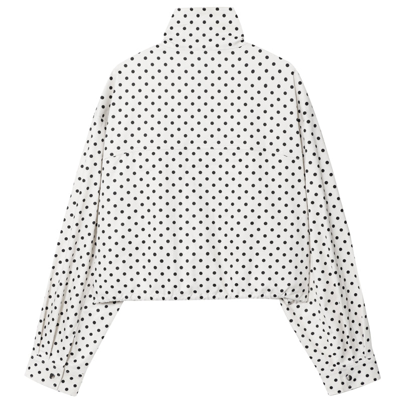 Women’s Polka Dot Bomber Jacket | Oversized Zip-Up Coat
