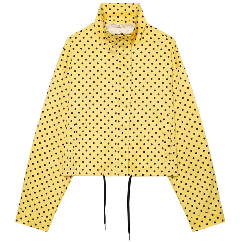 Women’s Polka Dot Bomber Jacket | Oversized Zip-Up Coat