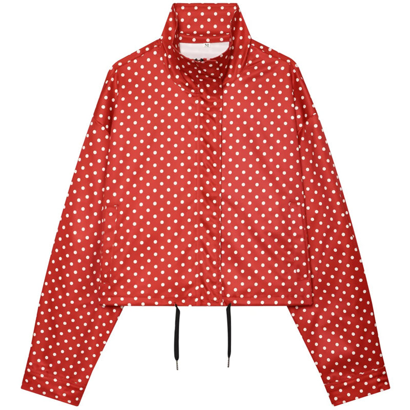 Women’s Polka Dot Bomber Jacket | Oversized Zip-Up Coat