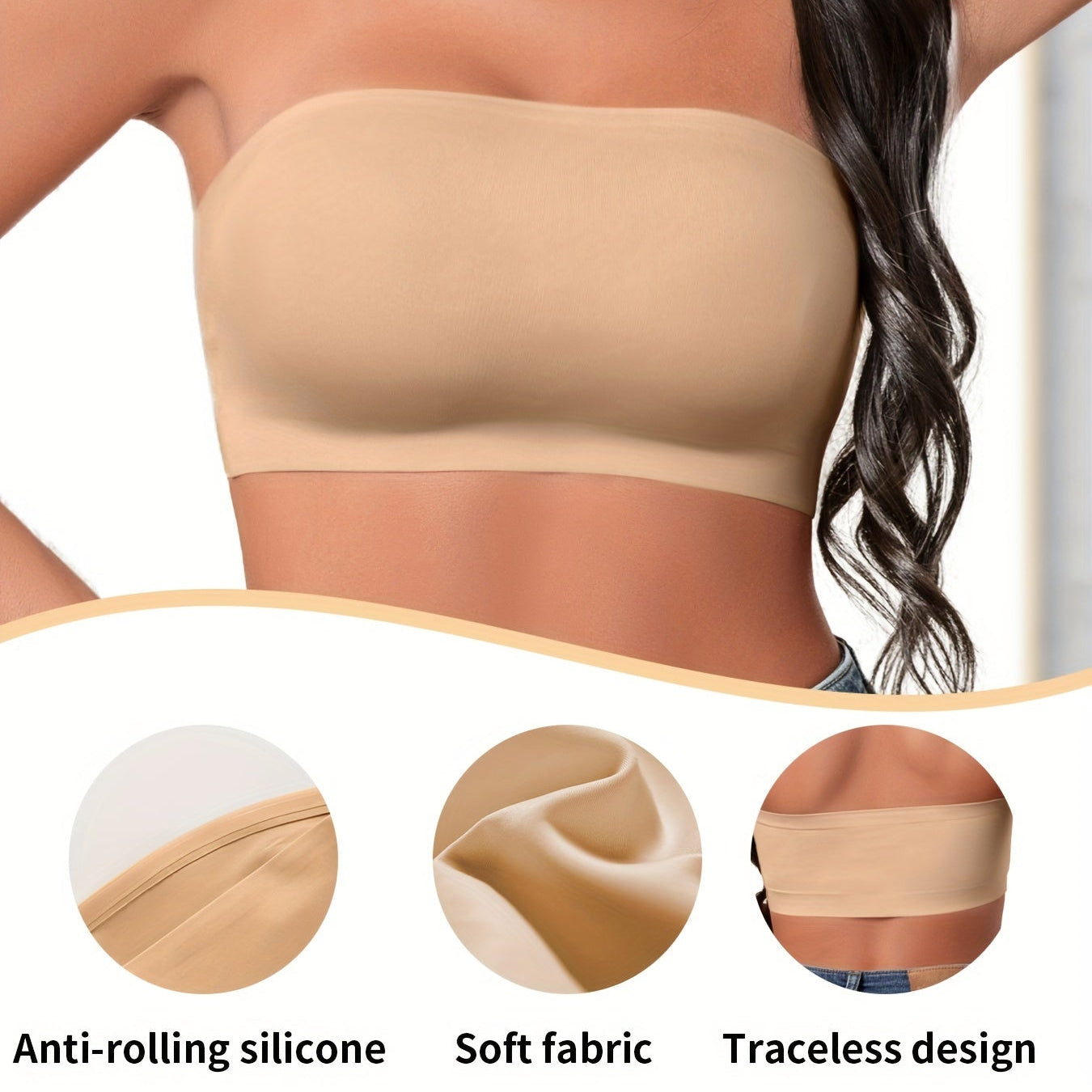 Women's Seamless Strapless Wireless Ice Silk Bra