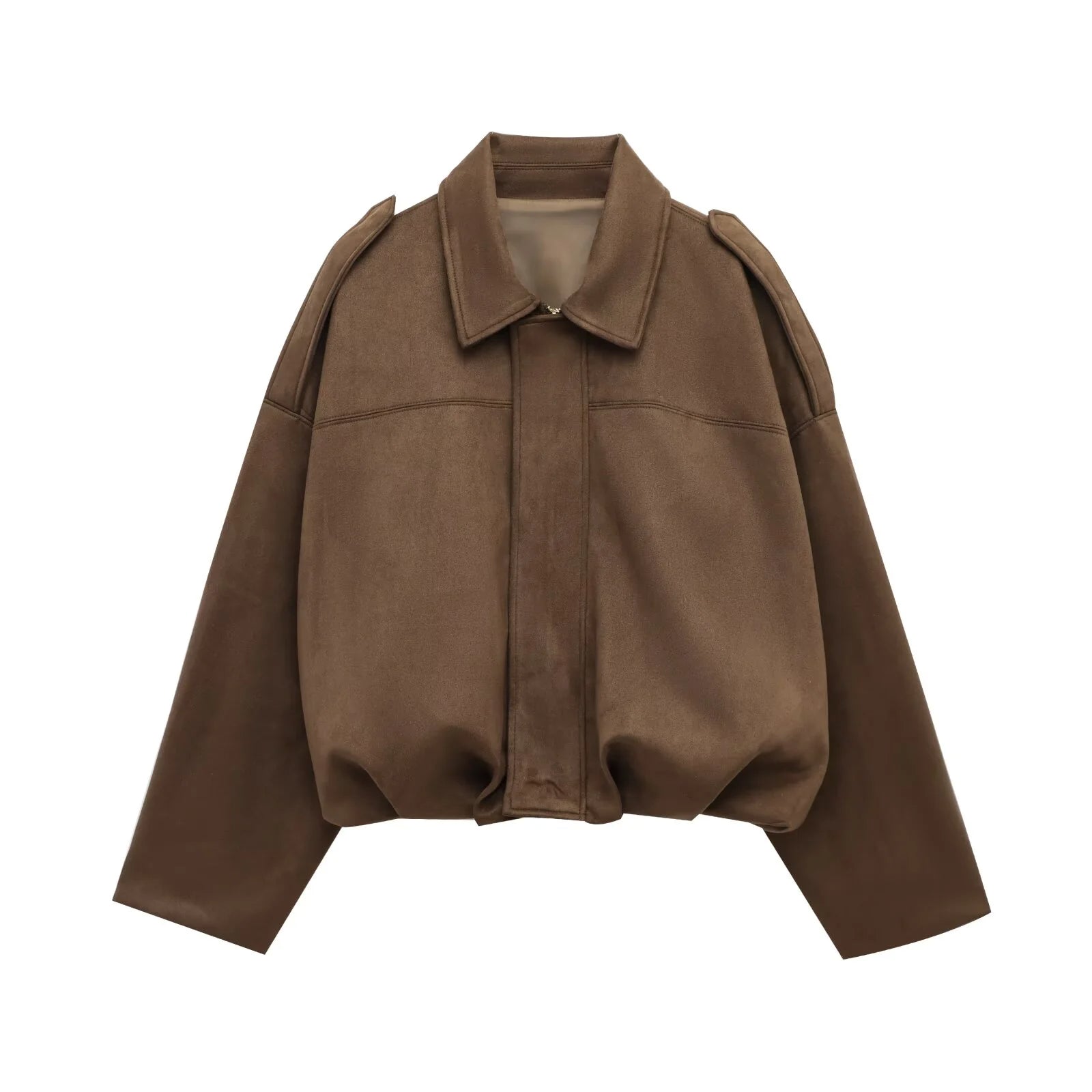 Women’s Suede Winter Coat | Vintage Loose Zipper Jacket