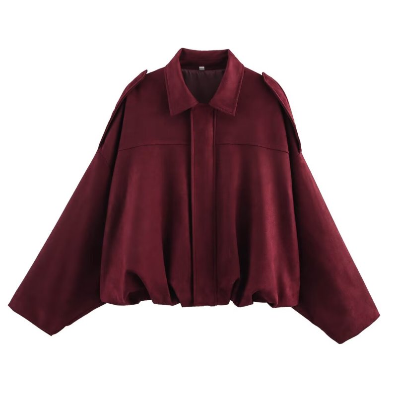 Women’s Suede Winter Coat | Vintage Loose Zipper Jacket