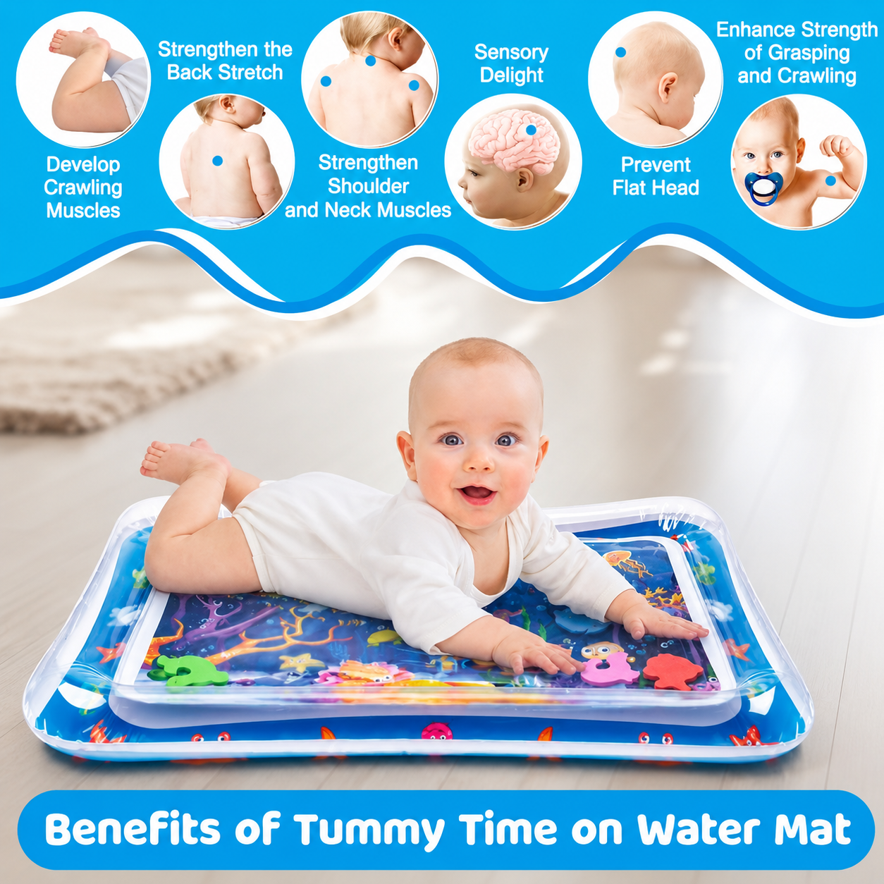 Yeeeasy Tummy Time Water Play Mat for Babies – Inflatable Sensory Activity Mat