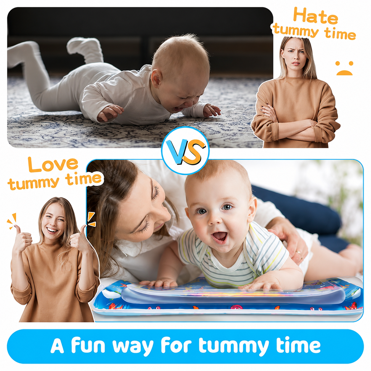 Yeeeasy Tummy Time Water Play Mat for Babies – Inflatable Sensory Activity Mat